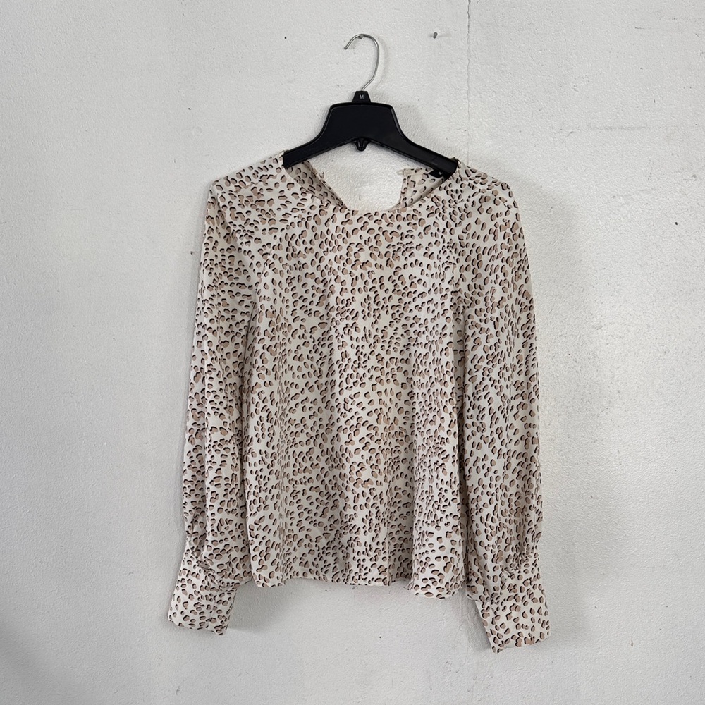 Express Beige and Brown Printed Blouse